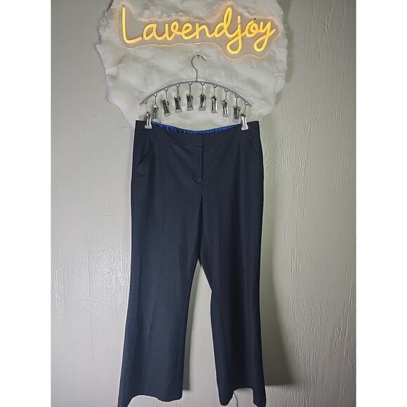 Tahari Alice Flare Slacks Pants Navy Womens 10 Office Career Formal Cocktail - Picture 1 of 6